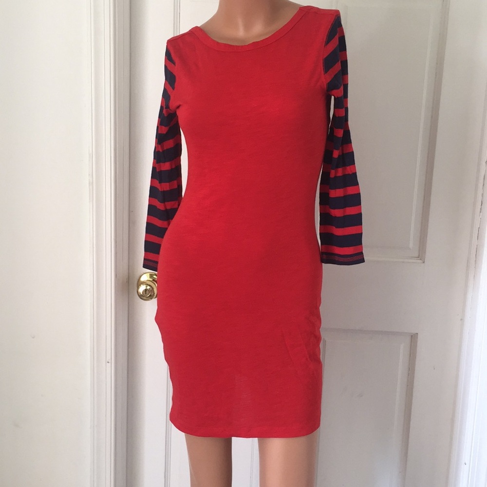 Blue/red striped dress